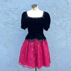 Jessica McClintock Black Velvet Party Dress in M/L